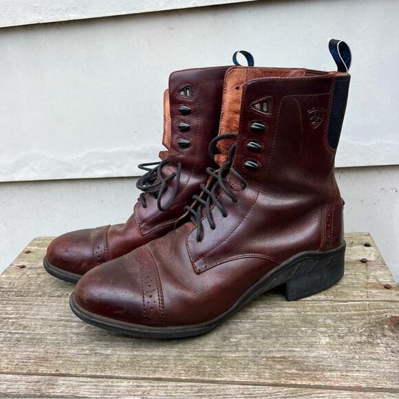 Y2K Ariat Cobalt Roper Oxford Ankle Roper Cowboy Boots Brown Leather 10.5 D - Picture 3 of 7